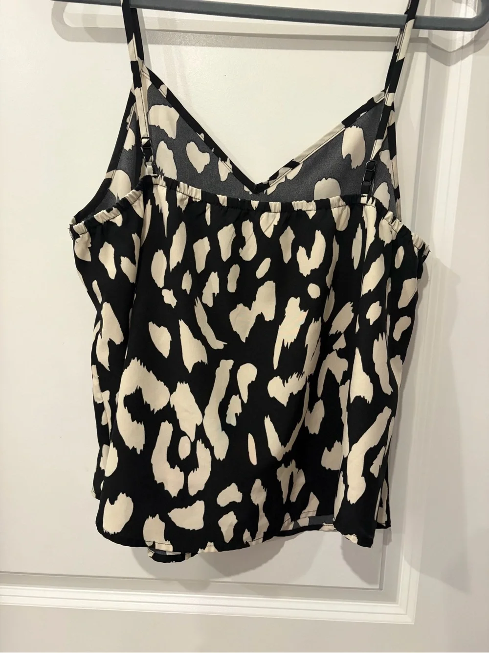 Black and Cream Animal-Print Spaghetti Strap Cami